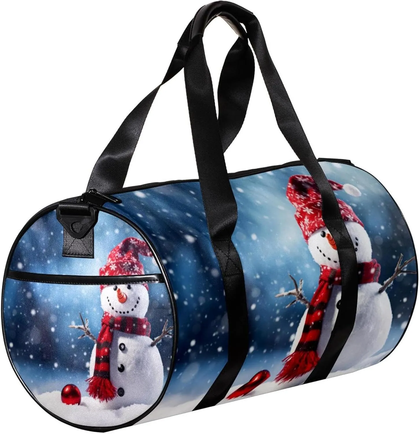 Weekender Travel Bag,Small Gym Bag,Christmas Snowman in Winter,Gym Duffle Bag