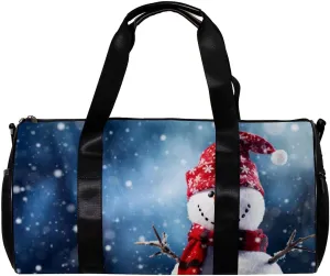 Weekender Travel Bag,Small Gym Bag,Christmas Snowman in Winter,Gym Duffle Bag