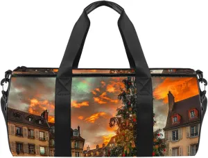 Weekender Travel Bag,Small Gym Bag,Christmas Tree Architecture France,Gym Duffle Bag