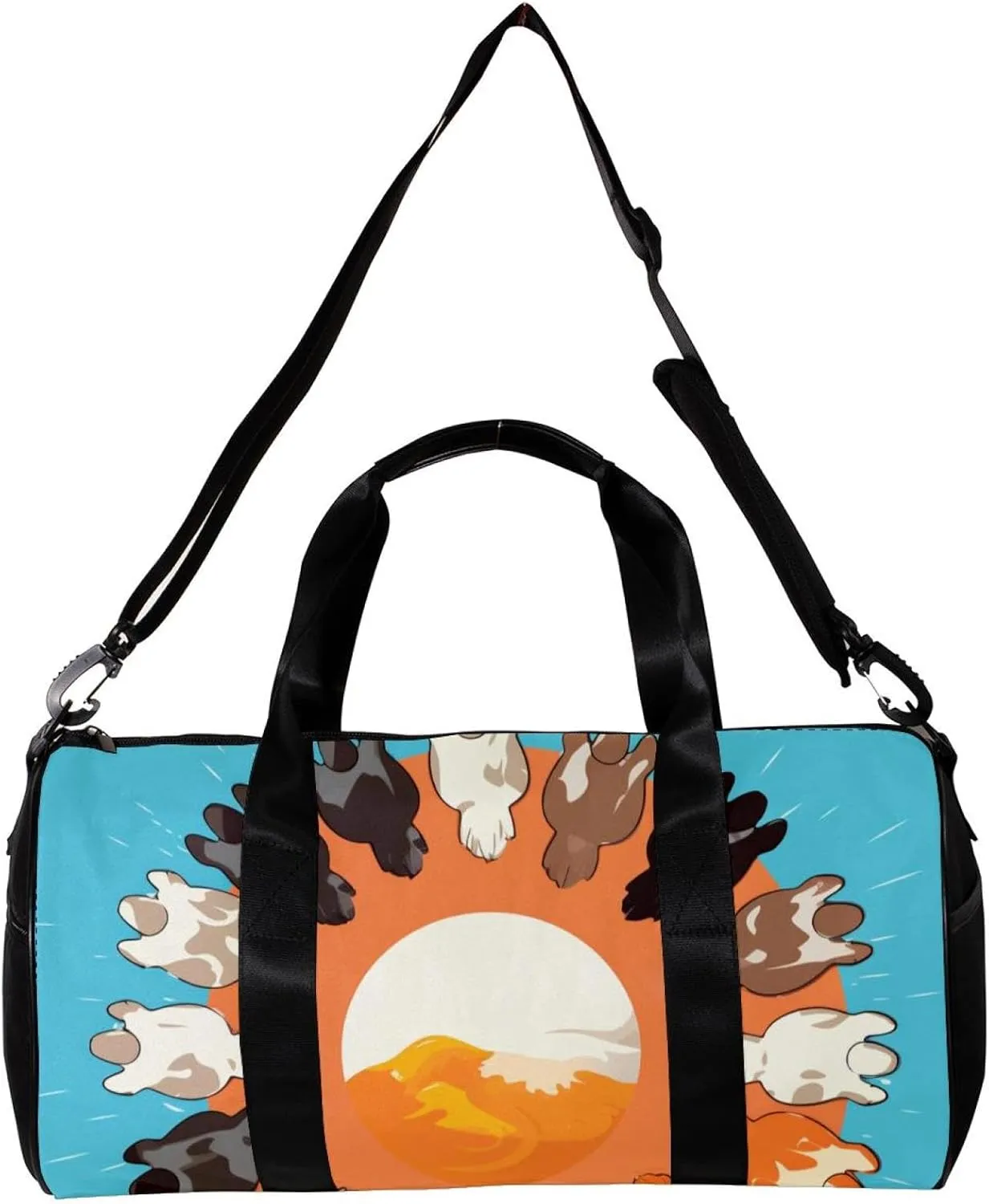 Weekender Travel Bag,Small Gym Bag,Colorful Cats Paw,Gym Duffle Bag