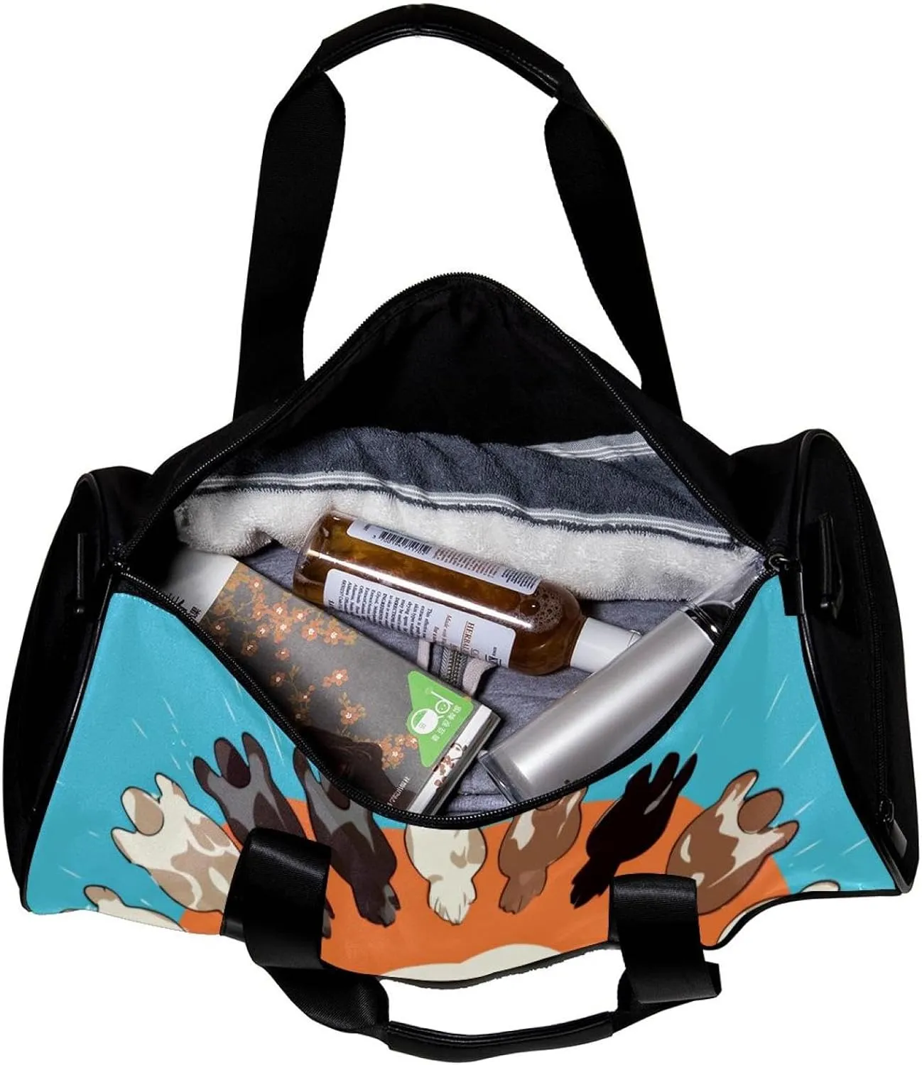 Weekender Travel Bag,Small Gym Bag,Colorful Cats Paw,Gym Duffle Bag