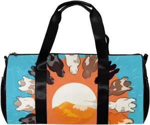 Weekender Travel Bag,Small Gym Bag,Colorful Cats Paw,Gym Duffle Bag