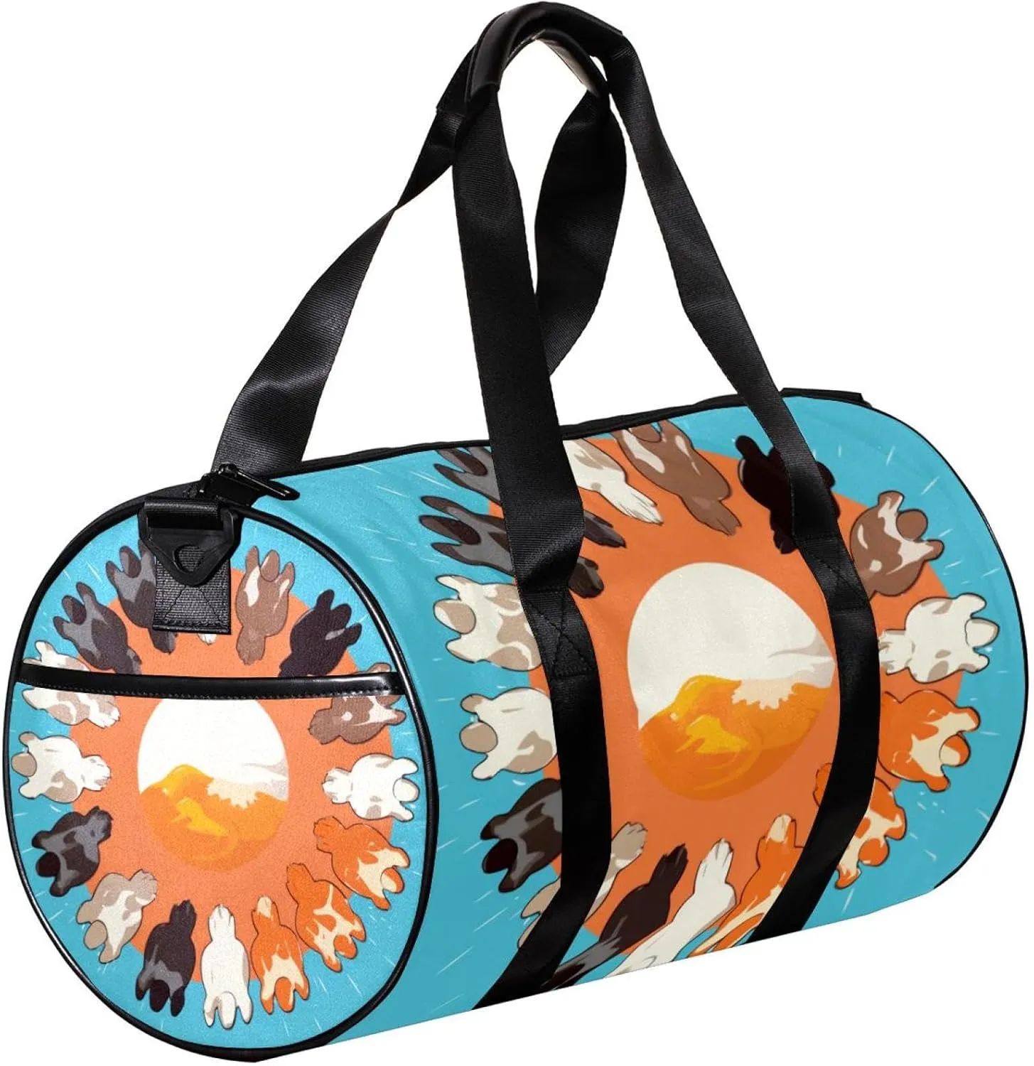 Weekender Travel Bag,Small Gym Bag,Colorful Cats Paw,Gym Duffle Bag