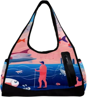 Weekender Travel Bag,Small Gym Bag,Colorful Fish Octopus Ocean,Gym Duffle Bag