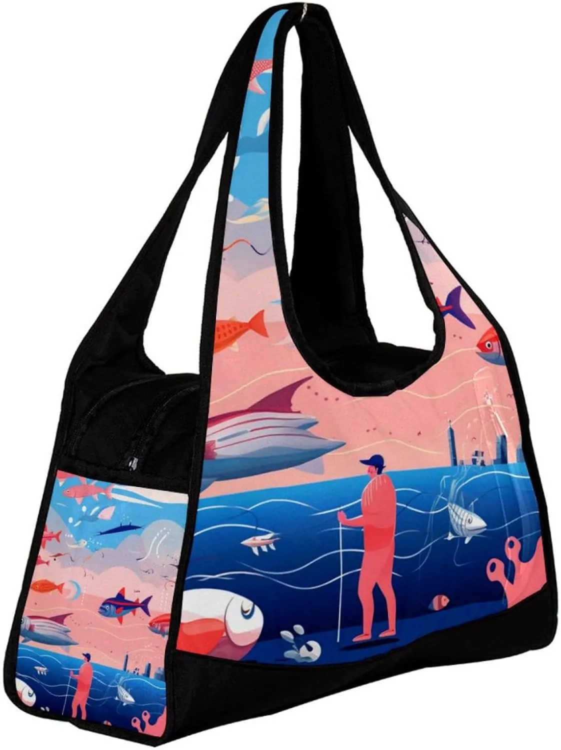 Weekender Travel Bag,Small Gym Bag,Colorful Fish Octopus Ocean,Gym Duffle Bag