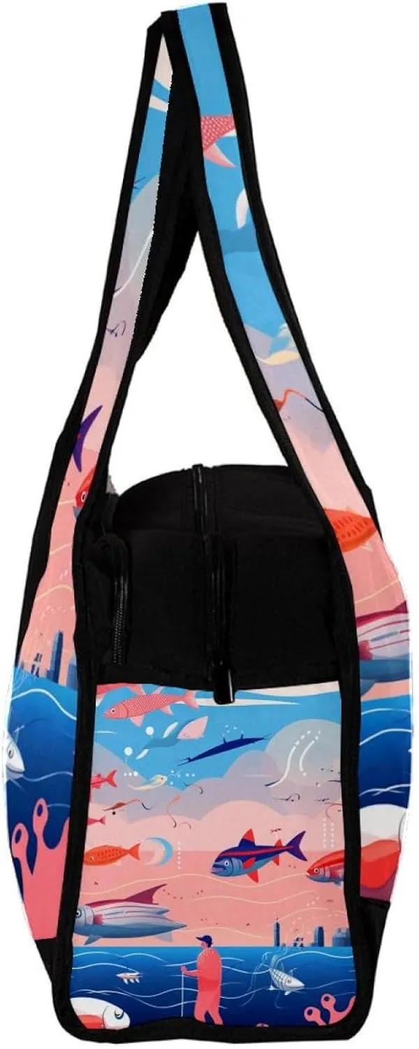 Weekender Travel Bag,Small Gym Bag,Colorful Fish Octopus Ocean,Gym Duffle Bag