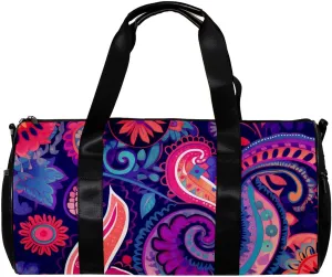 Weekender Travel Bag,Small Gym Bag,Colorful Paisley Ethnic Floral,Gym Duffle Bag