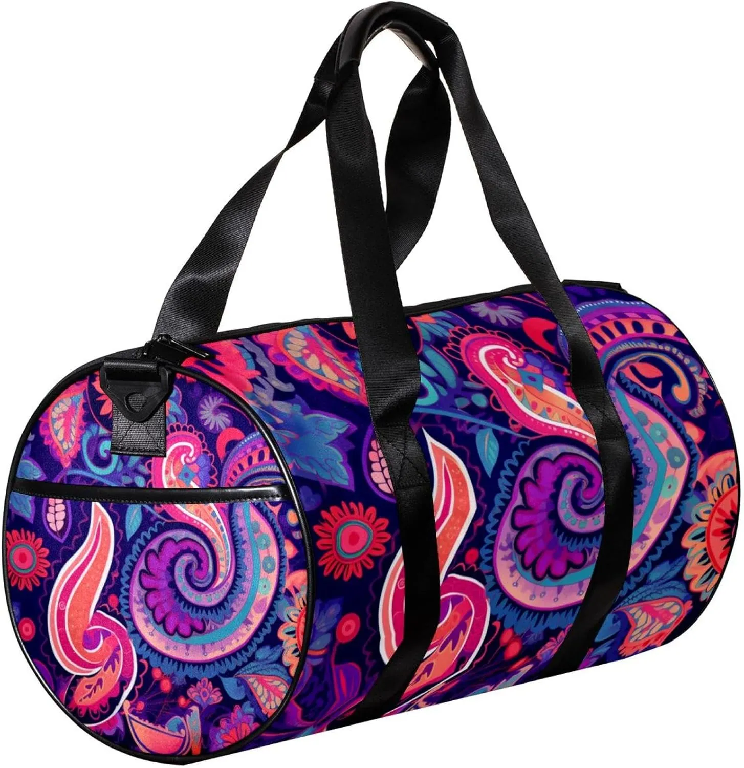 Weekender Travel Bag,Small Gym Bag,Colorful Paisley Ethnic Floral,Gym Duffle Bag