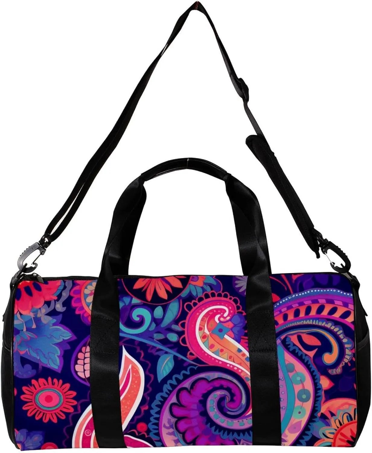 Weekender Travel Bag,Small Gym Bag,Colorful Paisley Ethnic Floral,Gym Duffle Bag