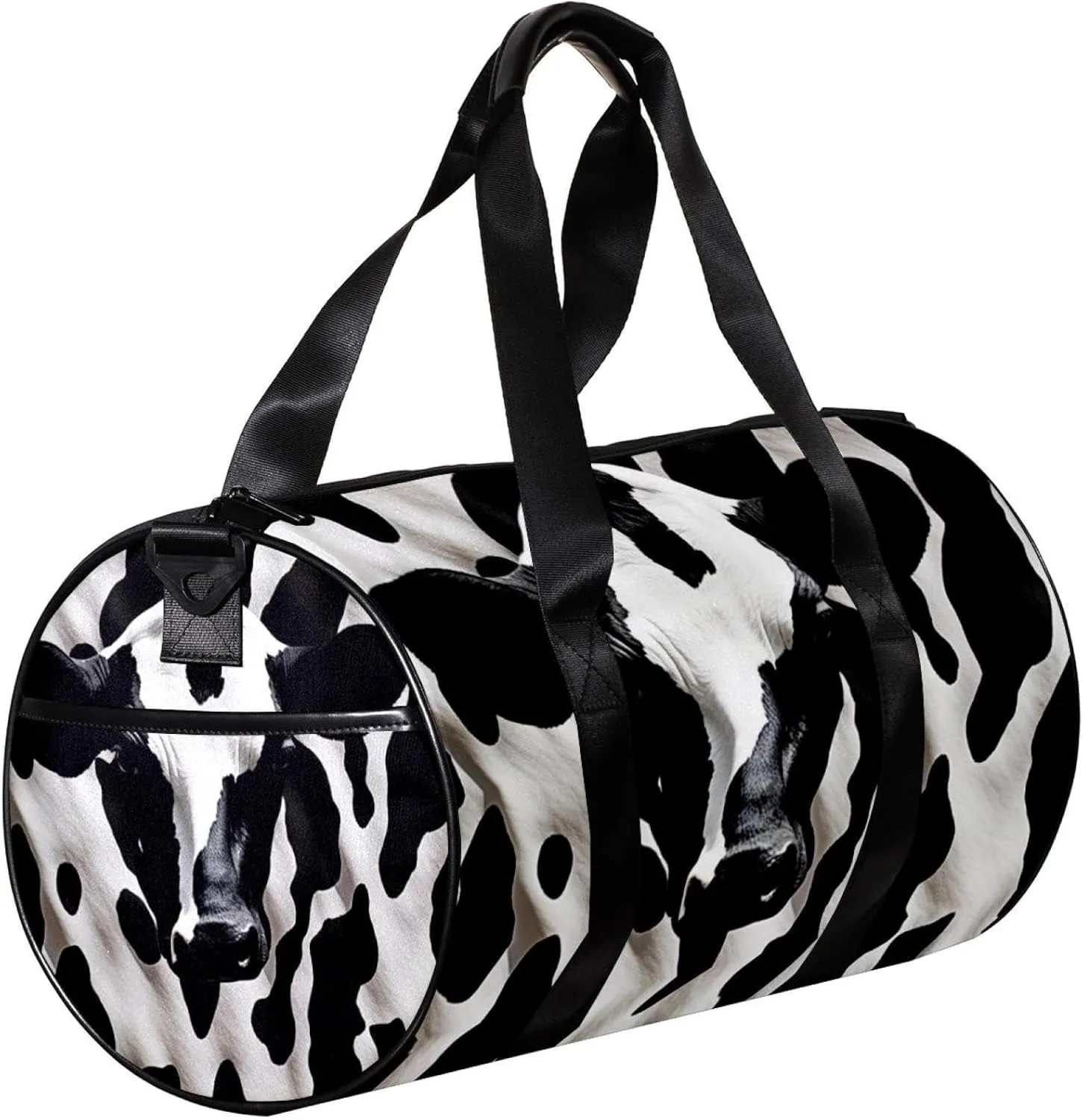 Weekender Travel Bag,Small Gym Bag,Cow Print White Black,Gym Duffle Bag