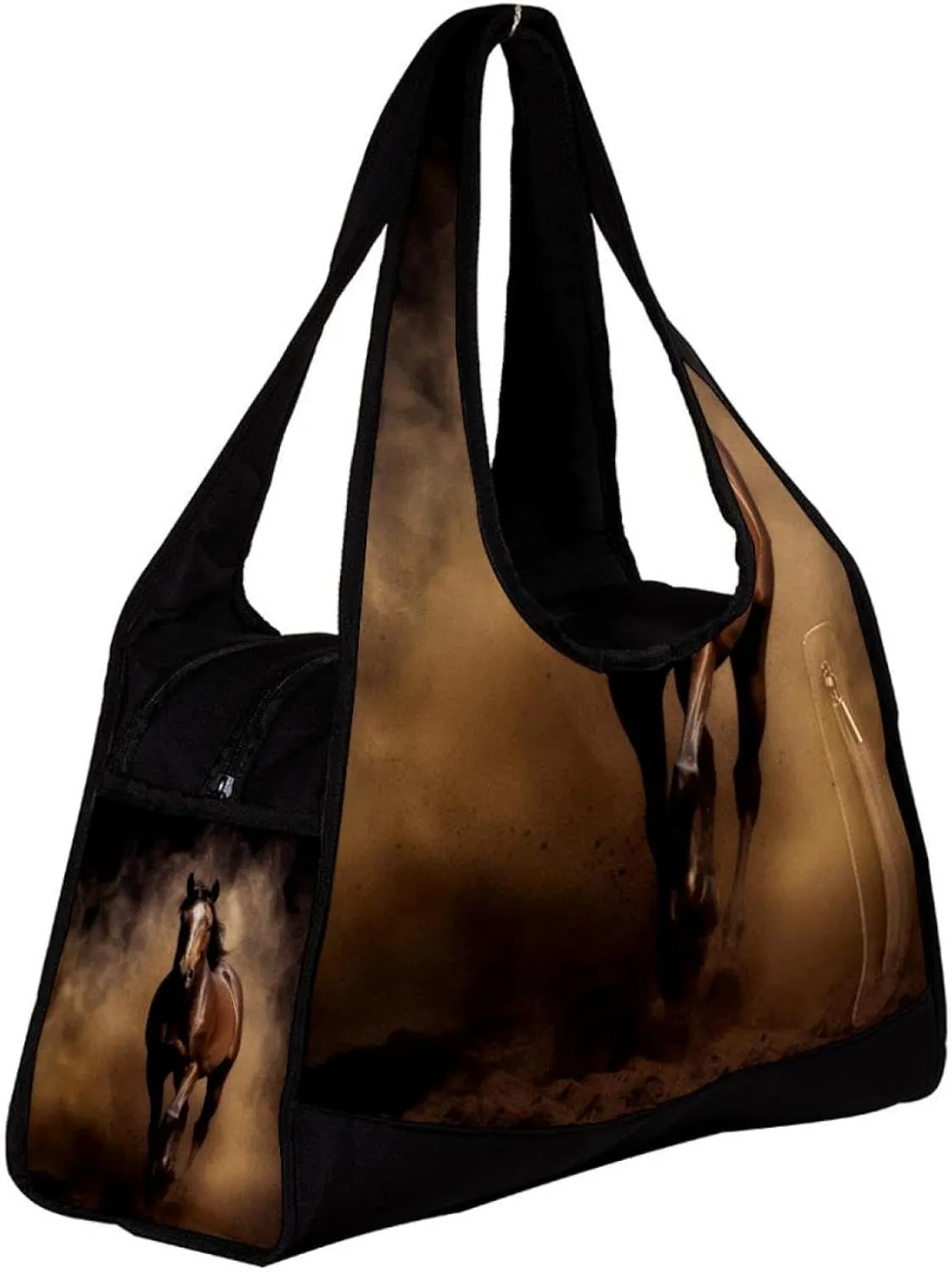 Weekender Travel Bag,Small Gym Bag,Dark Background Black Horse,Gym Duffle Bag