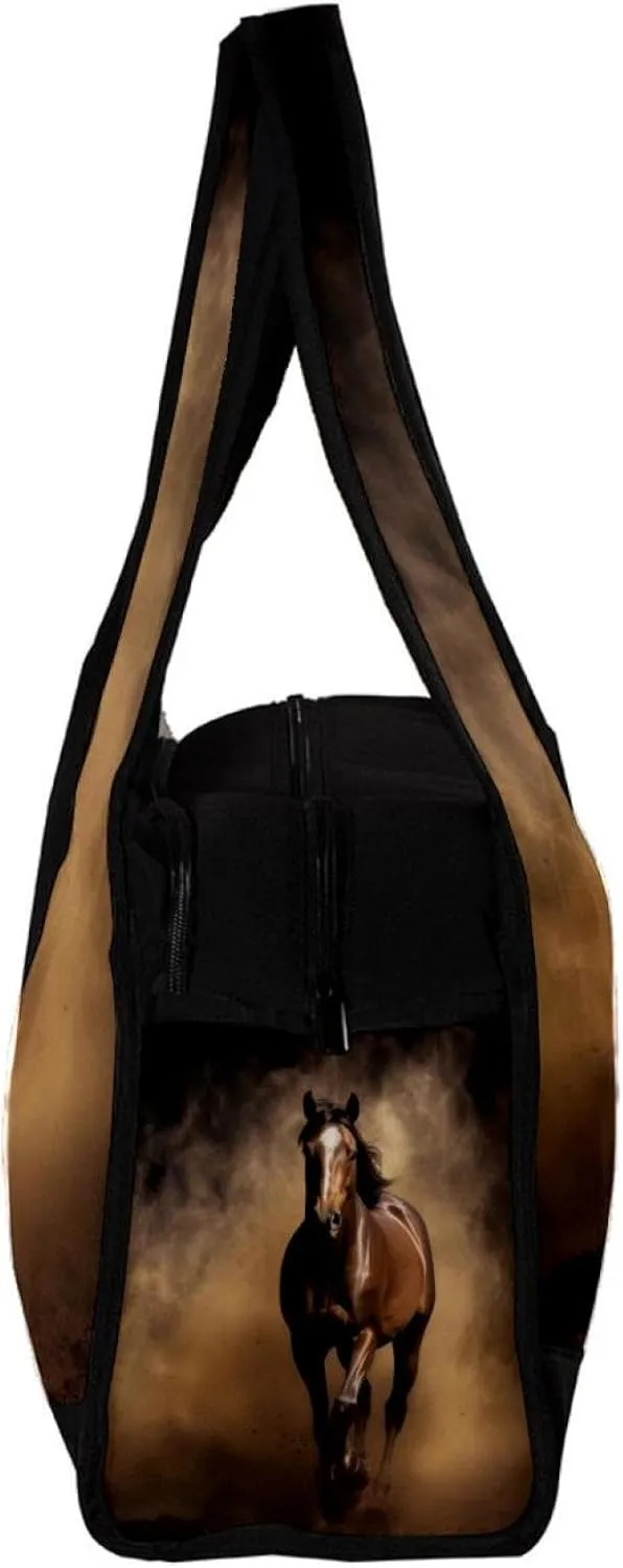 Weekender Travel Bag,Small Gym Bag,Dark Background Black Horse,Gym Duffle Bag