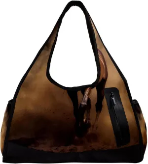 Weekender Travel Bag,Small Gym Bag,Dark Background Black Horse,Gym Duffle Bag