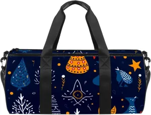Weekender Travel Bag,Small Gym Bag,Deer Snowflake Angle Christmas,Gym Duffle Bag