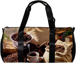 Weekender Travel Bag,Small Gym Bag,Enjoy Coffee Time,Gym Duffle Bag