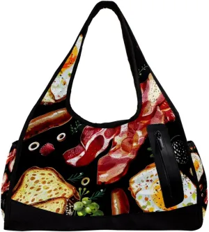 Weekender Travel Bag,Small Gym Bag,Food Breakfast,Gym Duffle Bag