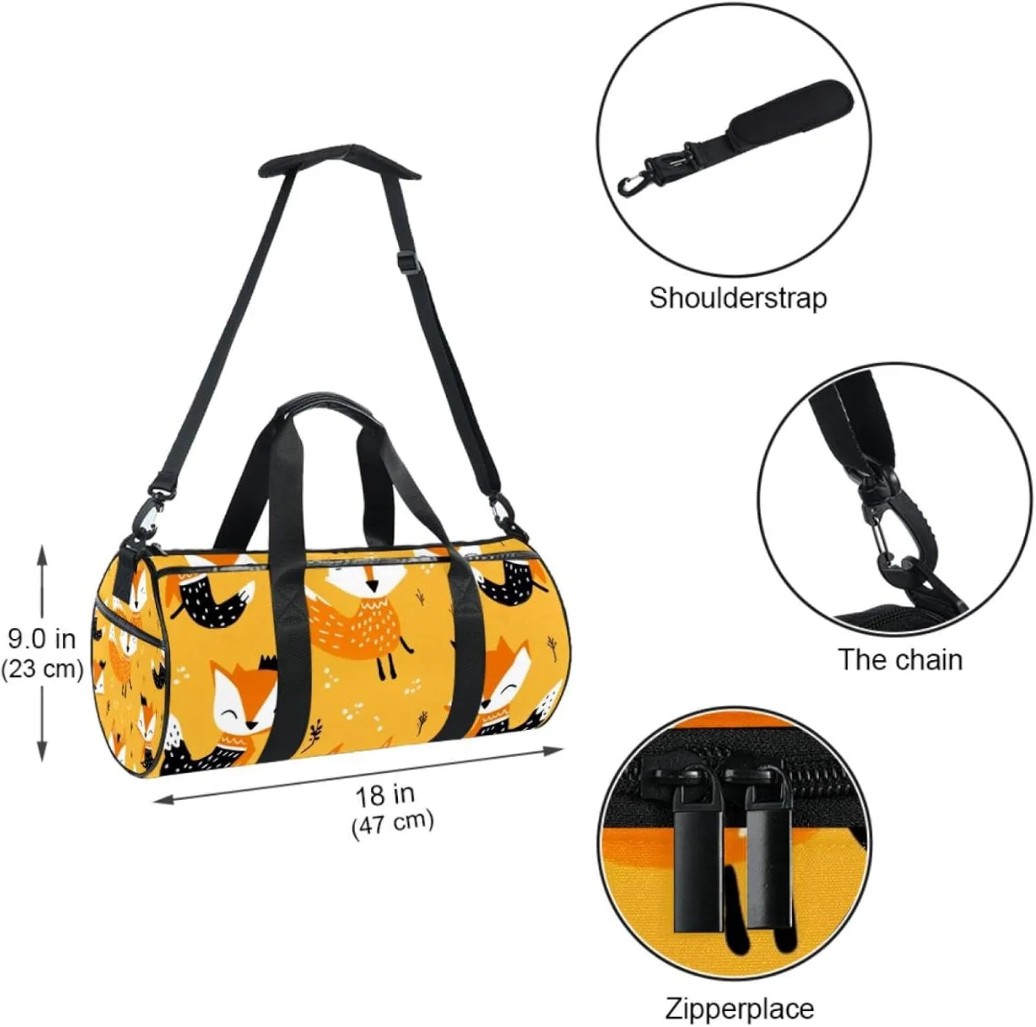 Weekender Travel Bag,Small Gym Bag,Fox Tree Leaves,Gym Duffle Bag