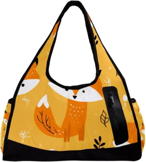 Weekender Travel Bag,Small Gym Bag,Fox Tree Leaves,Gym Duffle Bag
