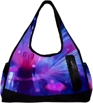 Weekender Travel Bag,Small Gym Bag,Purple Light Lines,Gym Duffle Bag