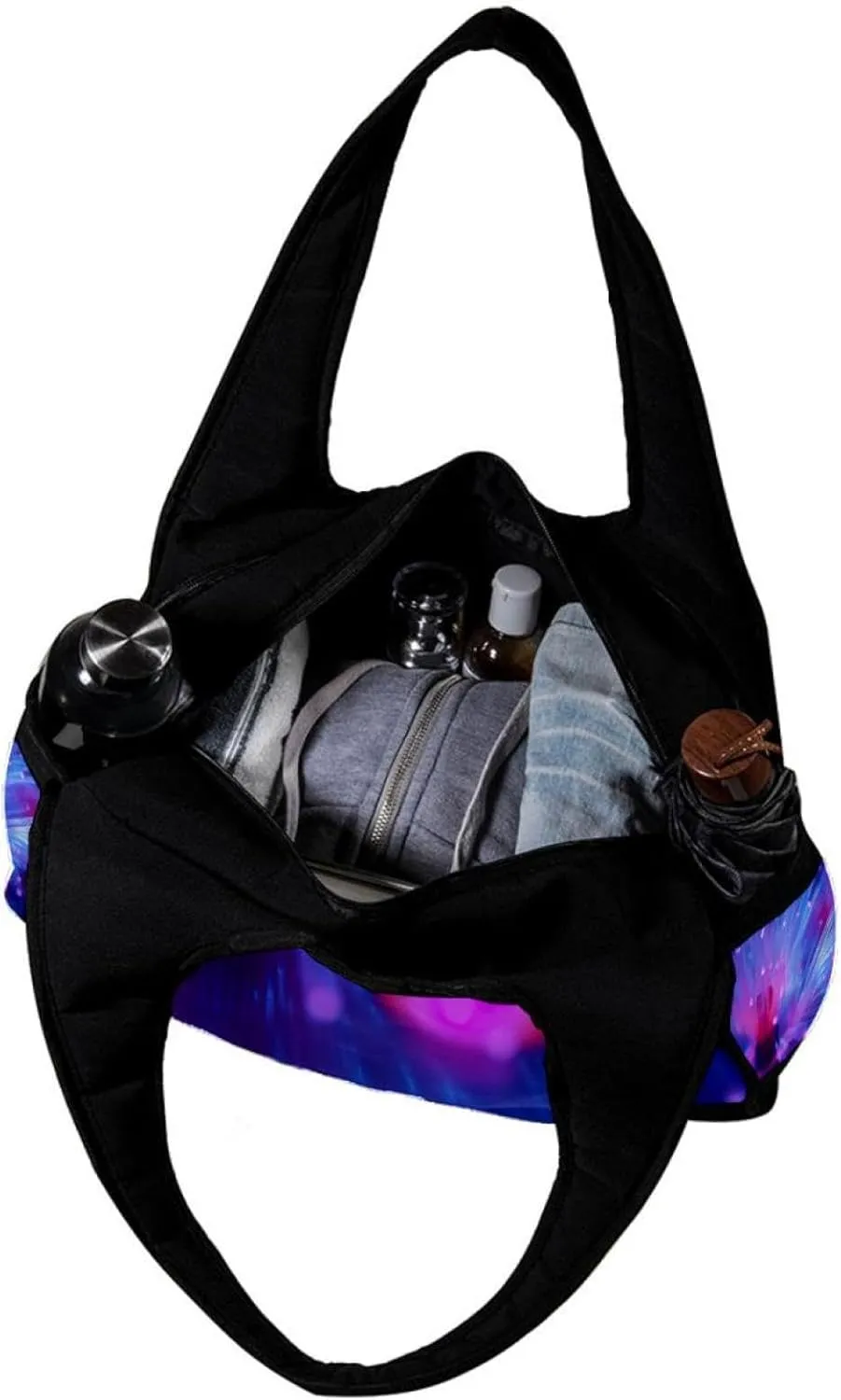Weekender Travel Bag,Small Gym Bag,Purple Light Lines,Gym Duffle Bag