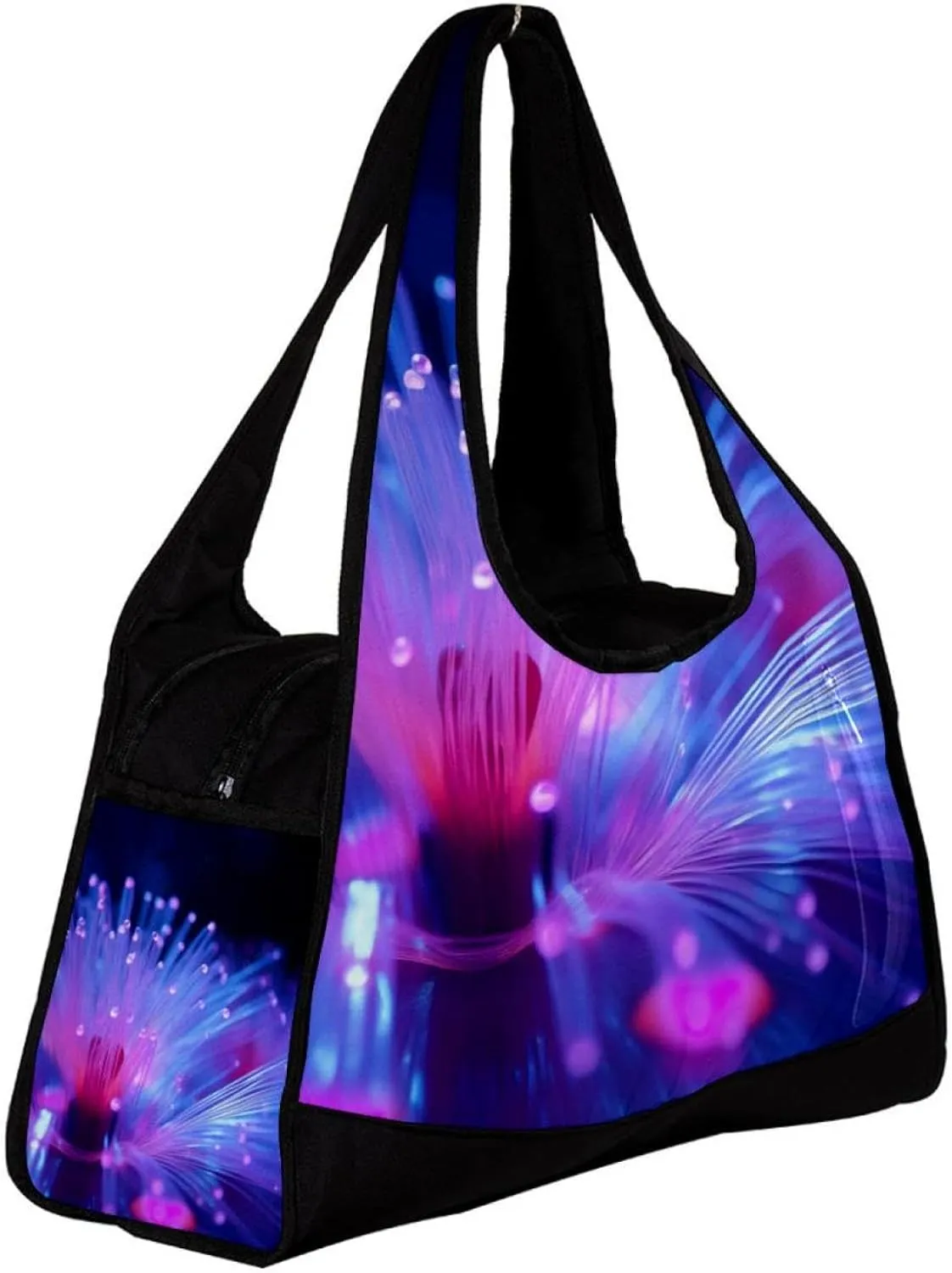 Weekender Travel Bag,Small Gym Bag,Purple Light Lines,Gym Duffle Bag