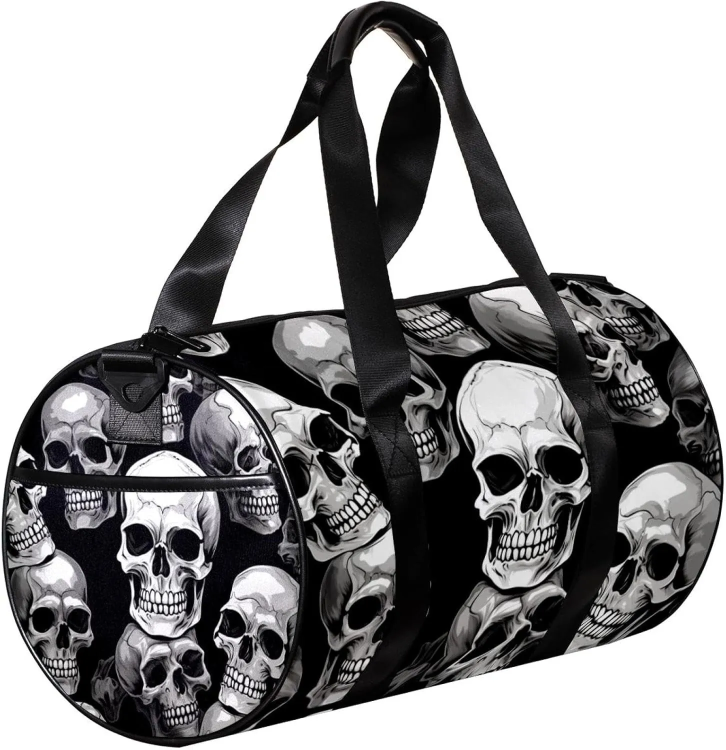 Weekender Travel Bag,Small Gym Bag,Scary White Skulls,Gym Duffle Bag
