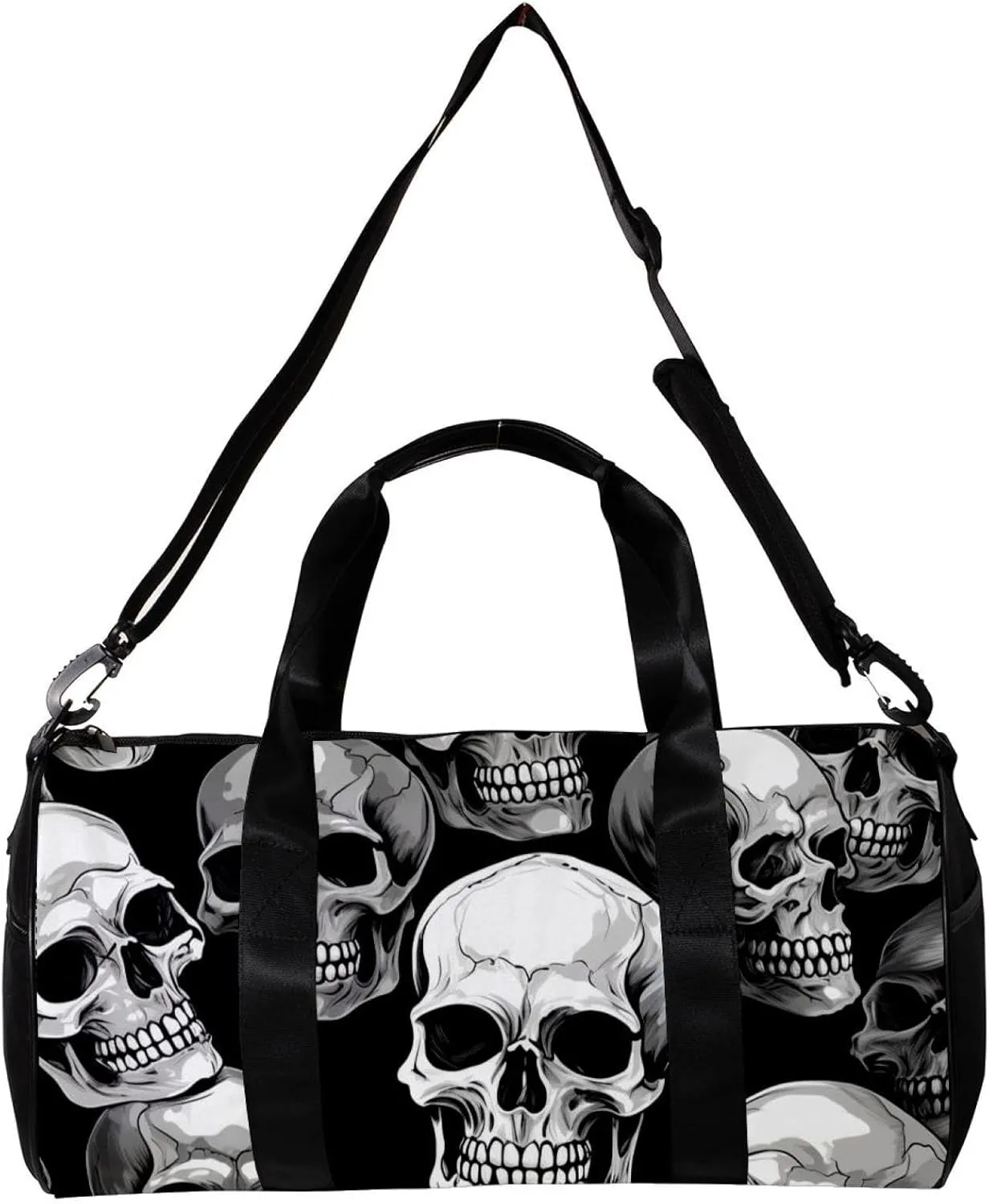Weekender Travel Bag,Small Gym Bag,Scary White Skulls,Gym Duffle Bag