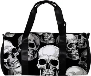 Weekender Travel Bag,Small Gym Bag,Scary White Skulls,Gym Duffle Bag