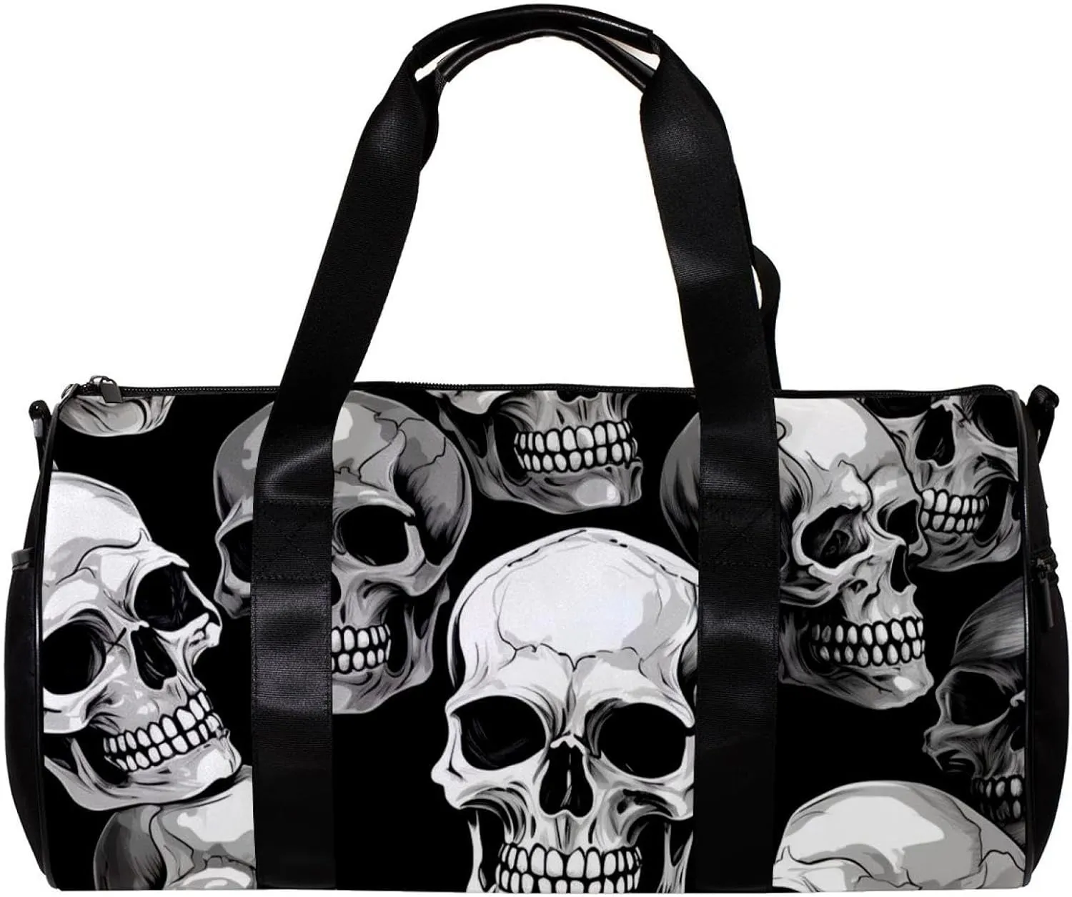 Weekender Travel Bag,Small Gym Bag,Scary White Skulls,Gym Duffle Bag