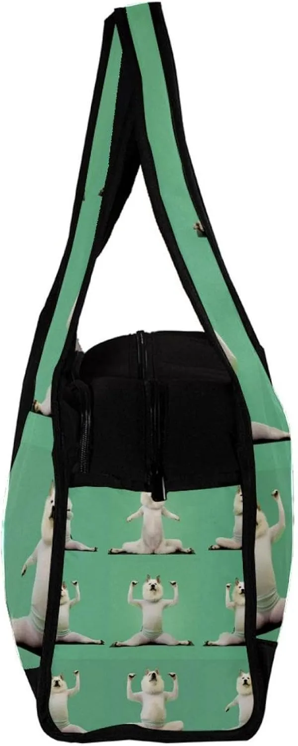 Weekender Travel Bag,Small Gym Bag,Schnauzer Dog Yoga,Gym Duffle Bag