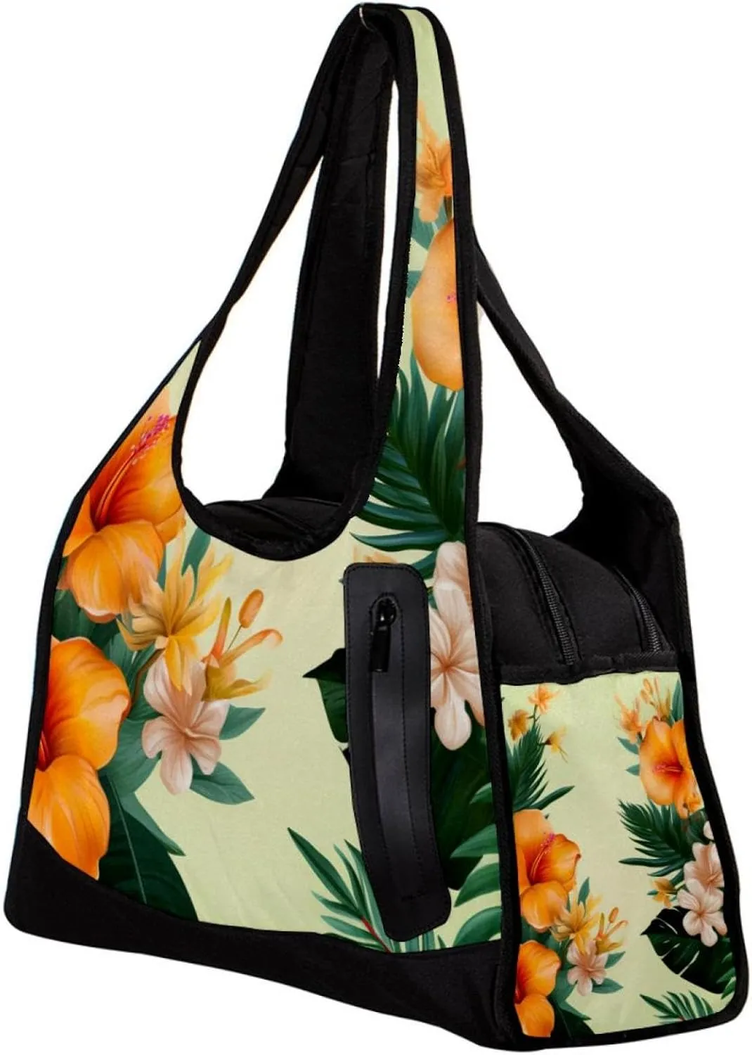 Weekender Travel Bag,Small Gym Bag,Tropical Leaves Yellow Flowers,Gym Duffle Bag