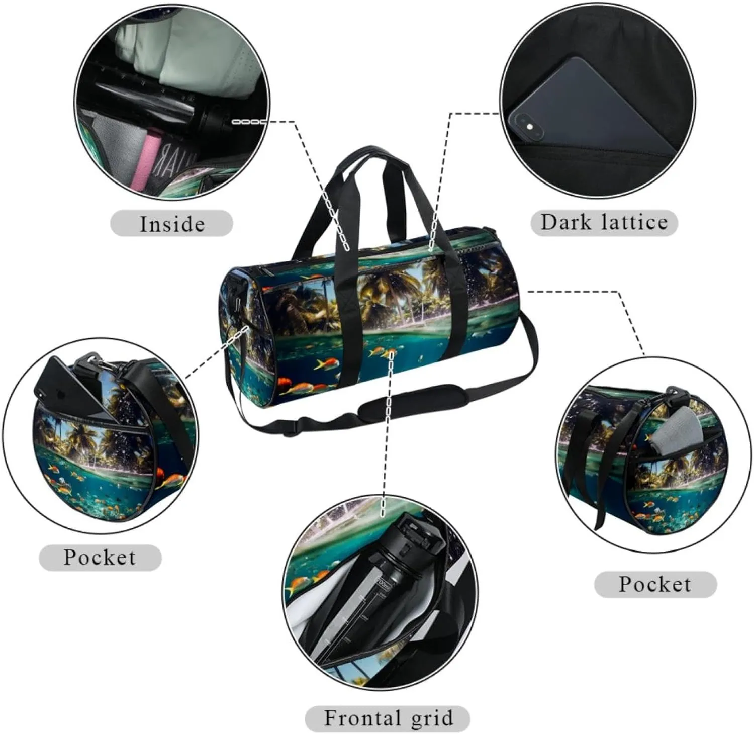 Weekender Travel Bag,Small Gym Bag,Tropicalis Tree Sea Bean,Gym Duffle Bag