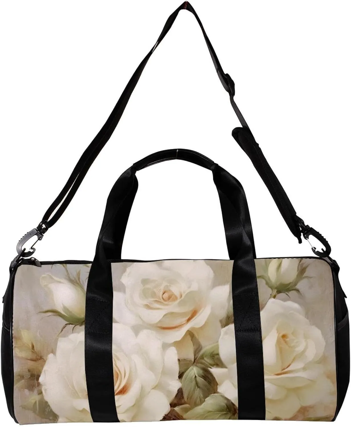 Weekender Travel Bag,Small Gym Bag,Vintage Flowers Blooms,Gym Duffle Bag
