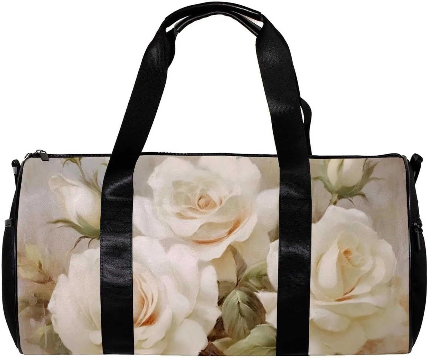 Weekender Travel Bag,Small Gym Bag,Vintage Flowers Blooms,Gym Duffle Bag