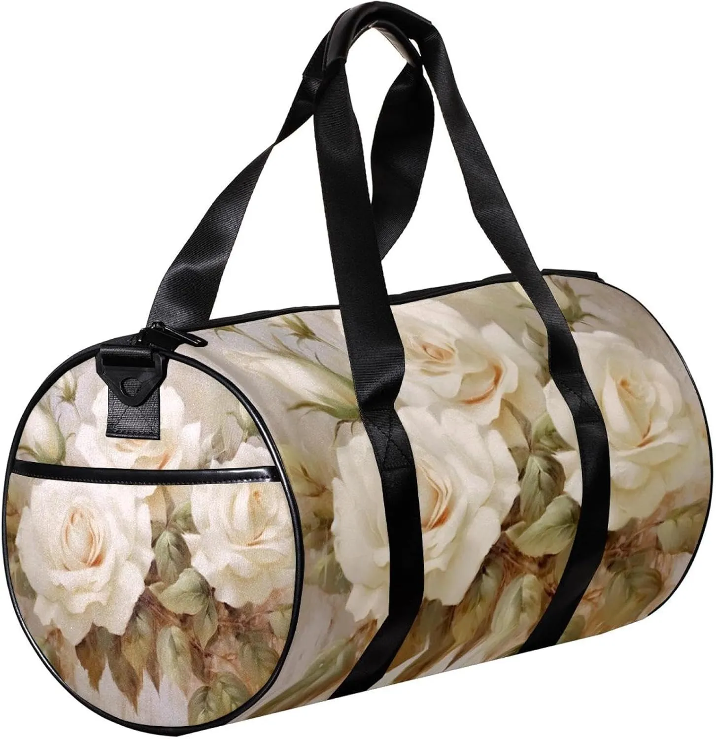 Weekender Travel Bag,Small Gym Bag,Vintage Flowers Blooms,Gym Duffle Bag