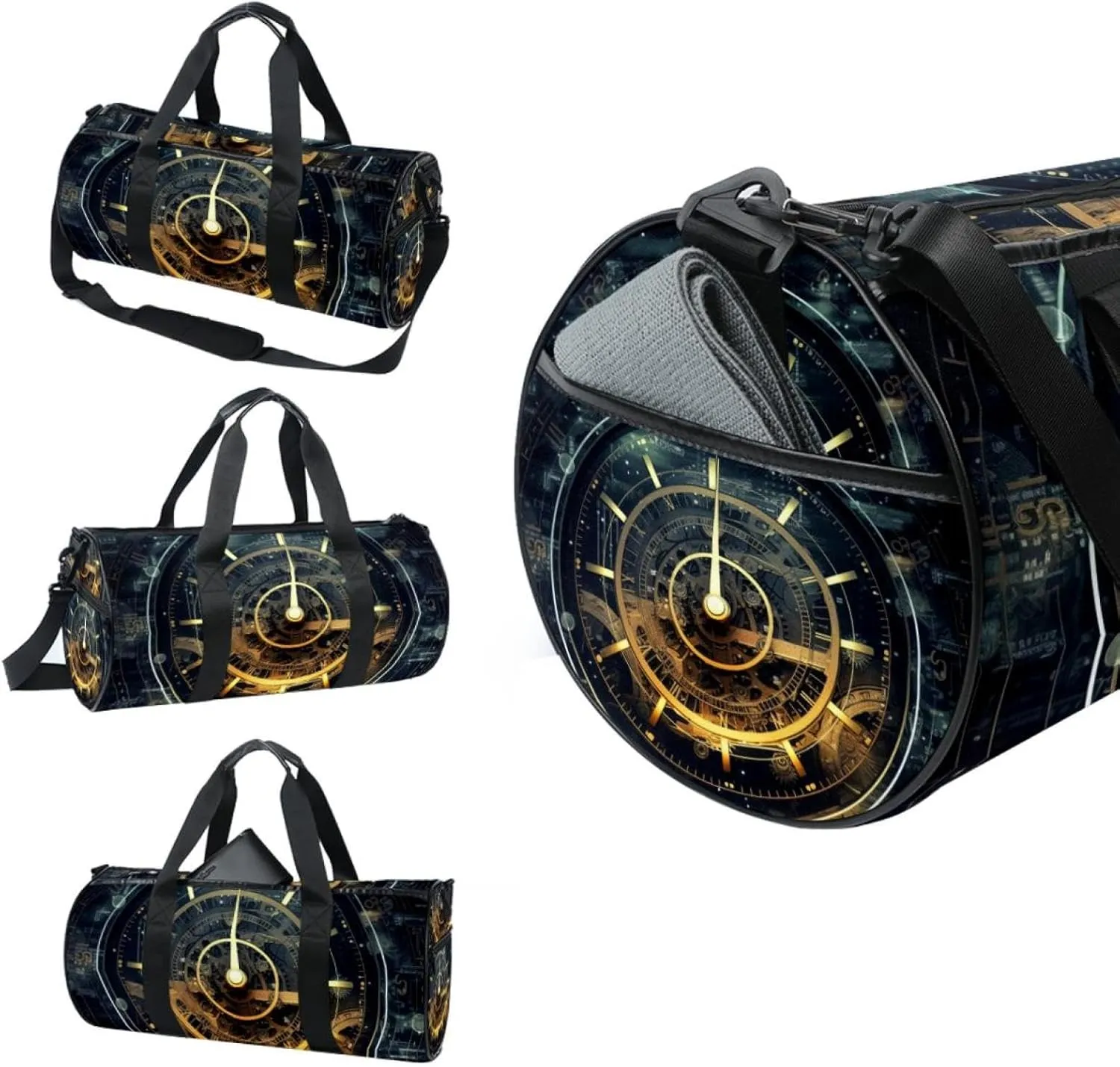 Weekender Travel Bag,Small Gym Bag,Vintage Mechanical Clock,Gym Duffle Bag