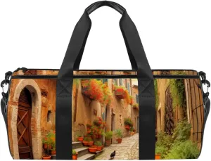 Weekender Travel Bag,Small Gym Bag,Vintage Yard Home Plants,Gym Duffle Bag