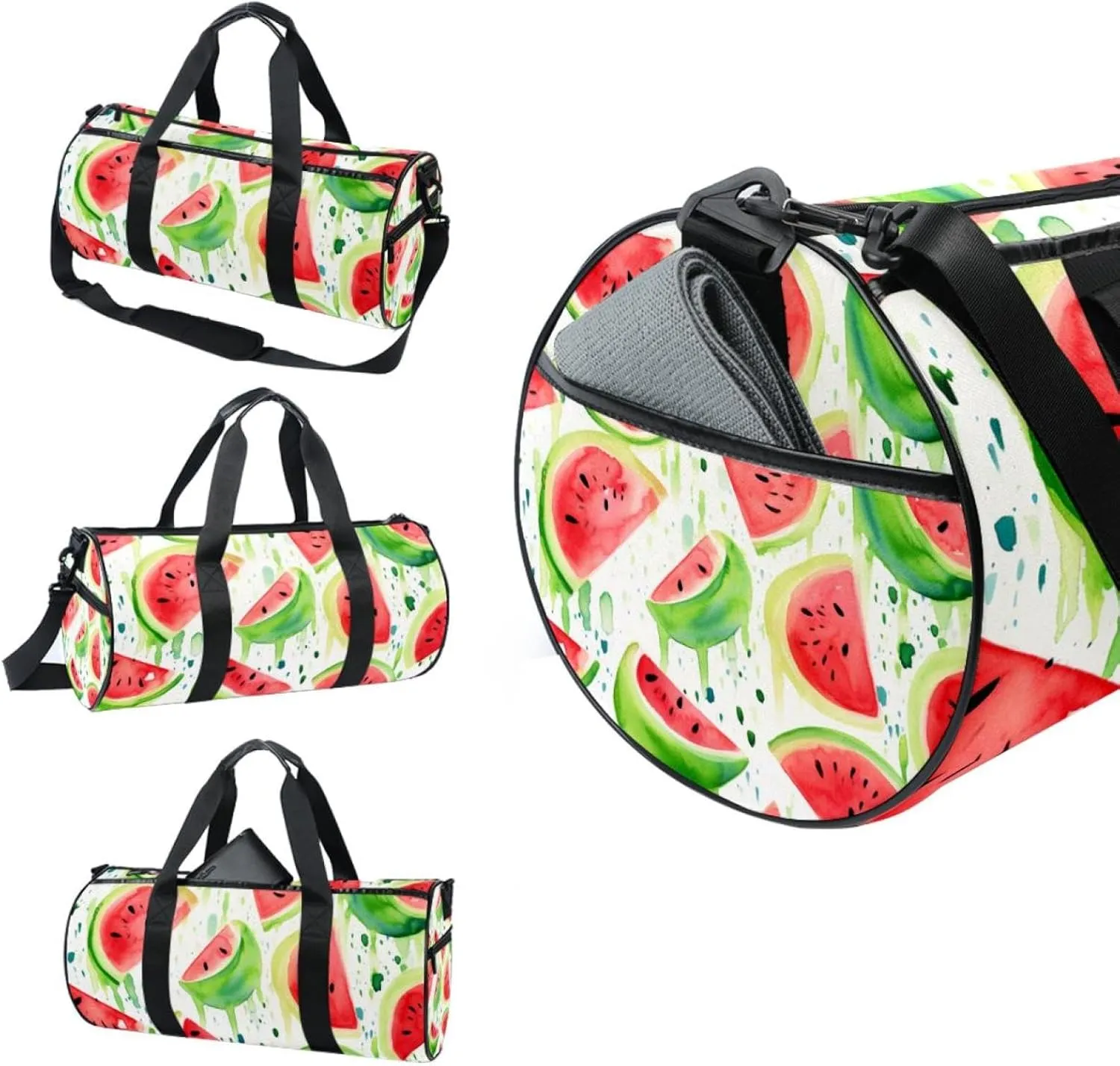 Weekender Travel Bag,Small Gym Bag,Watercolor Style Watermelon,Gym Duffle Bag
