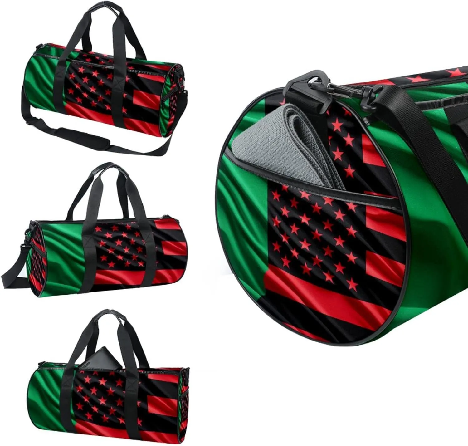 Weekender Travel Bag,Small Gym Bag,Watermelon African American Flag,Gym Duffle Bag