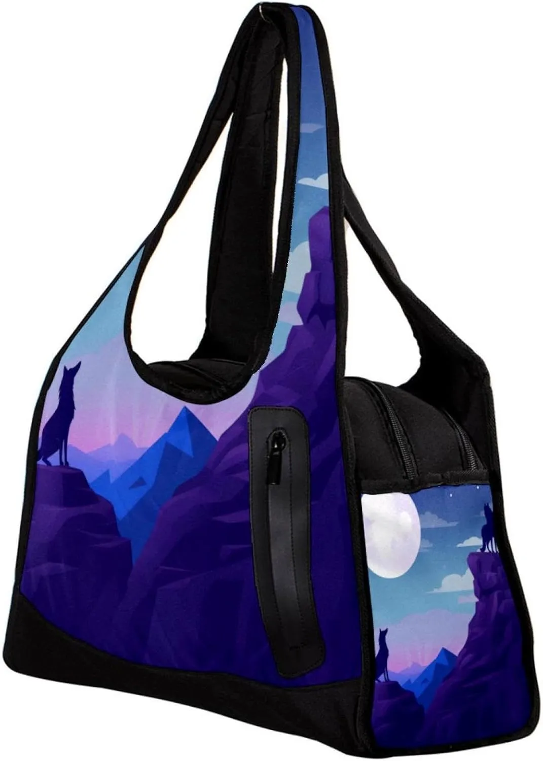 Weekender Travel Bag,Small Gym Bag,Wolf Night Moon,Gym Duffle Bag