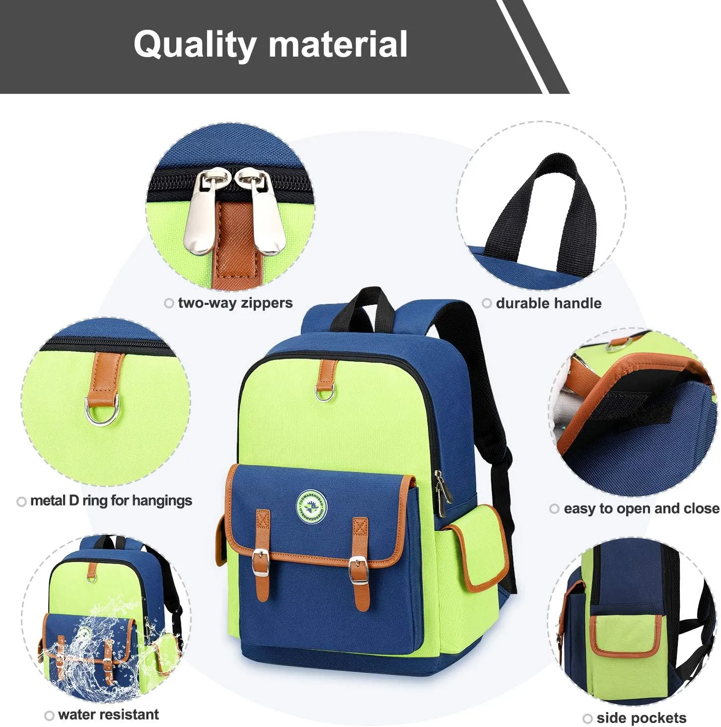 weiatas Kids Backpack Children Bookbag Preschool Kindergarten Elementary School Bag for Girls Boys (Green-blue, Small)