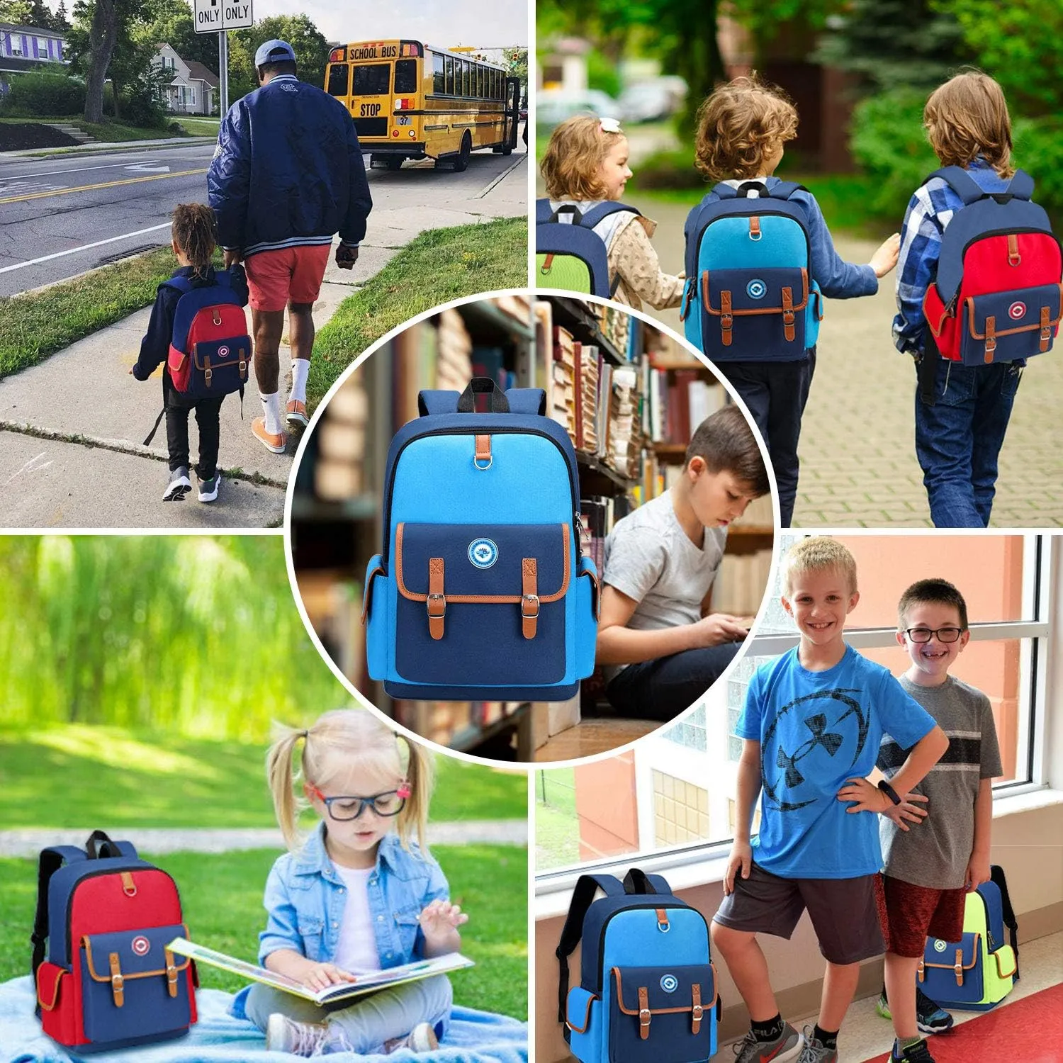 weiatas Kids Backpack Children Bookbag Preschool Kindergarten Elementary School Bag for Girls Boys (Green-blue, Small)