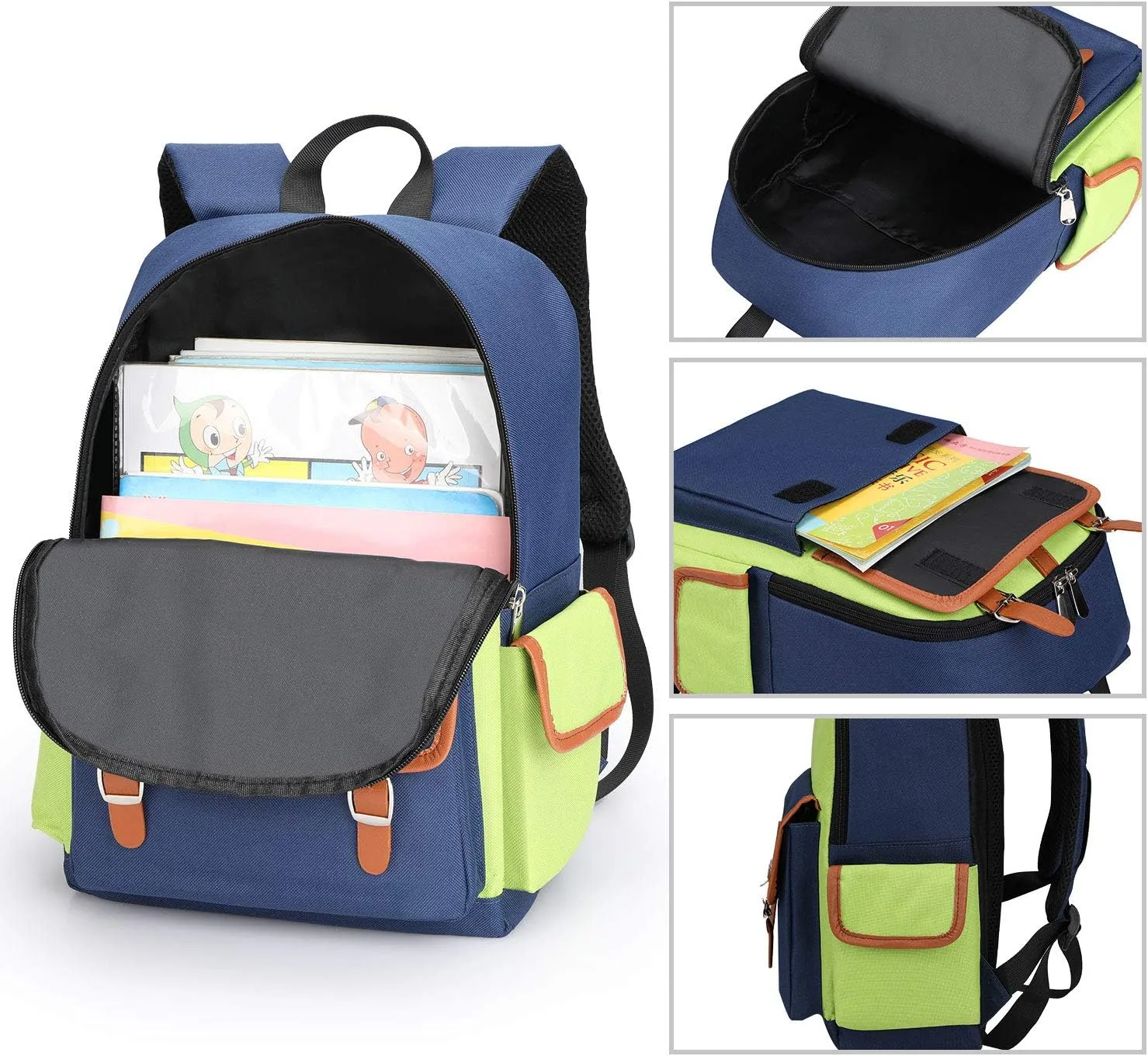weiatas Kids Backpack Children Bookbag Preschool Kindergarten Elementary School Bag for Girls Boys (Green-blue, Small)