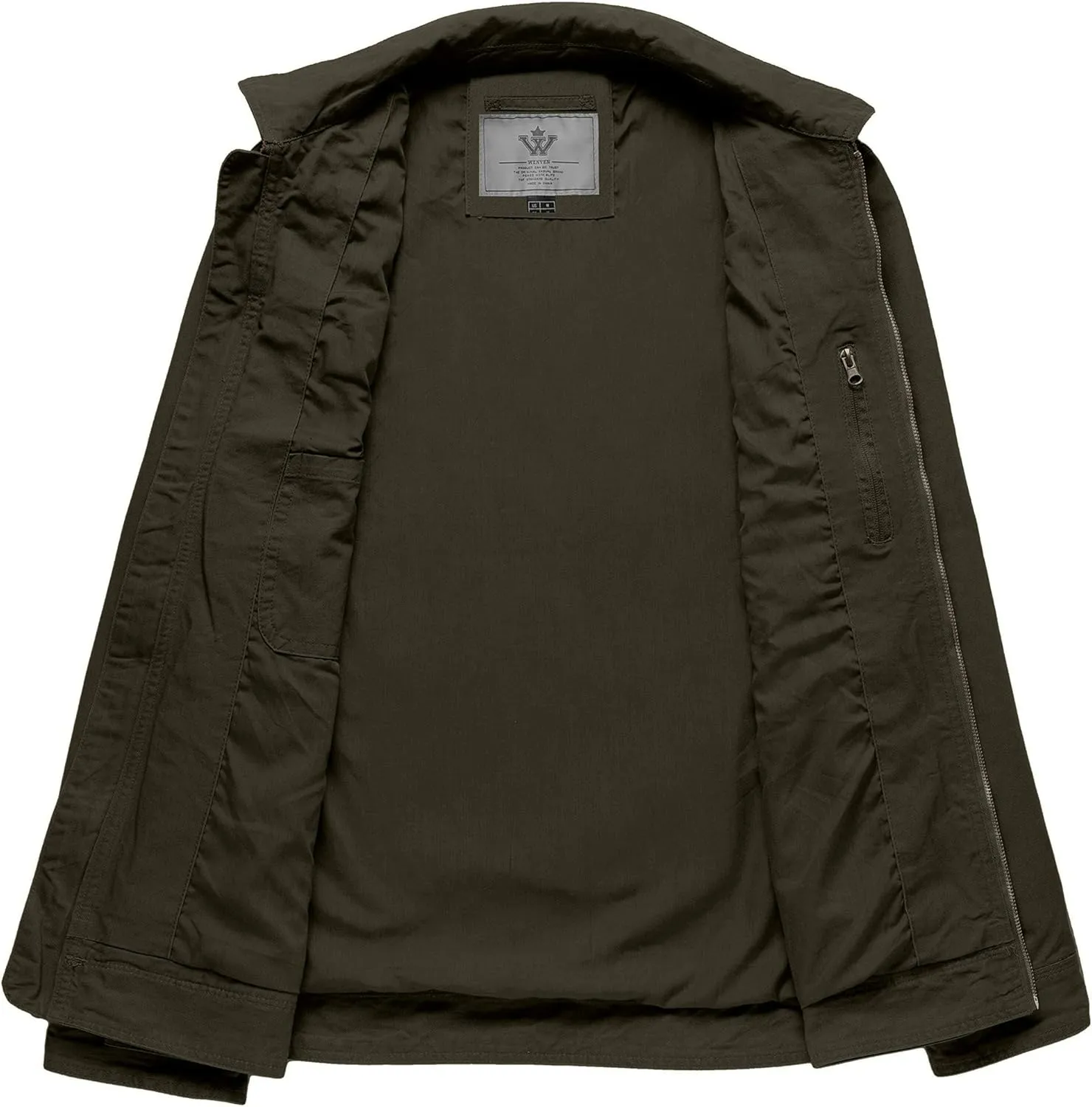 WenVen Men's Casual Canvas Cotton Jacket Lightweight Military Utility Jacket