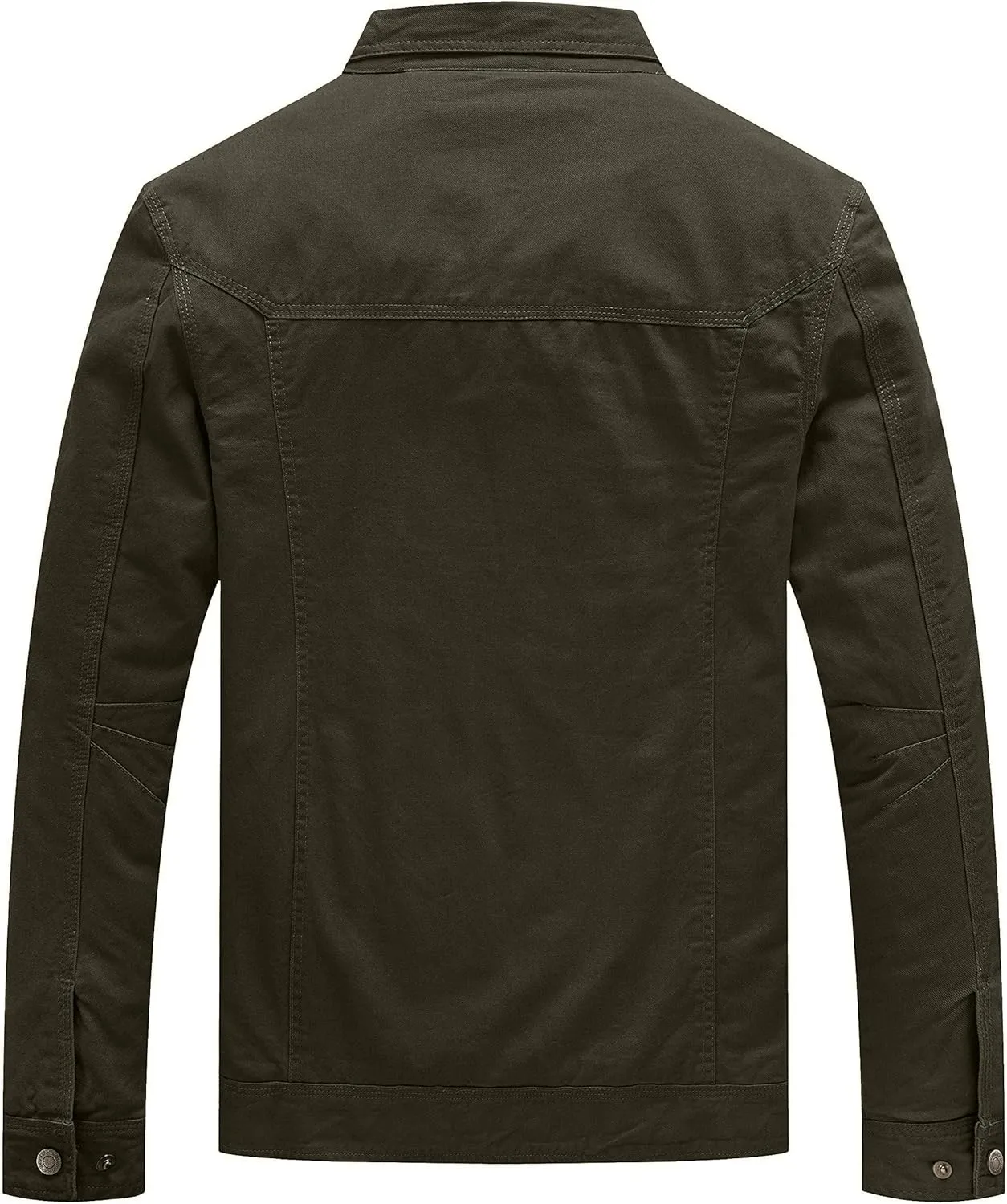 WenVen Men's Casual Canvas Cotton Jacket Lightweight Military Utility Jacket