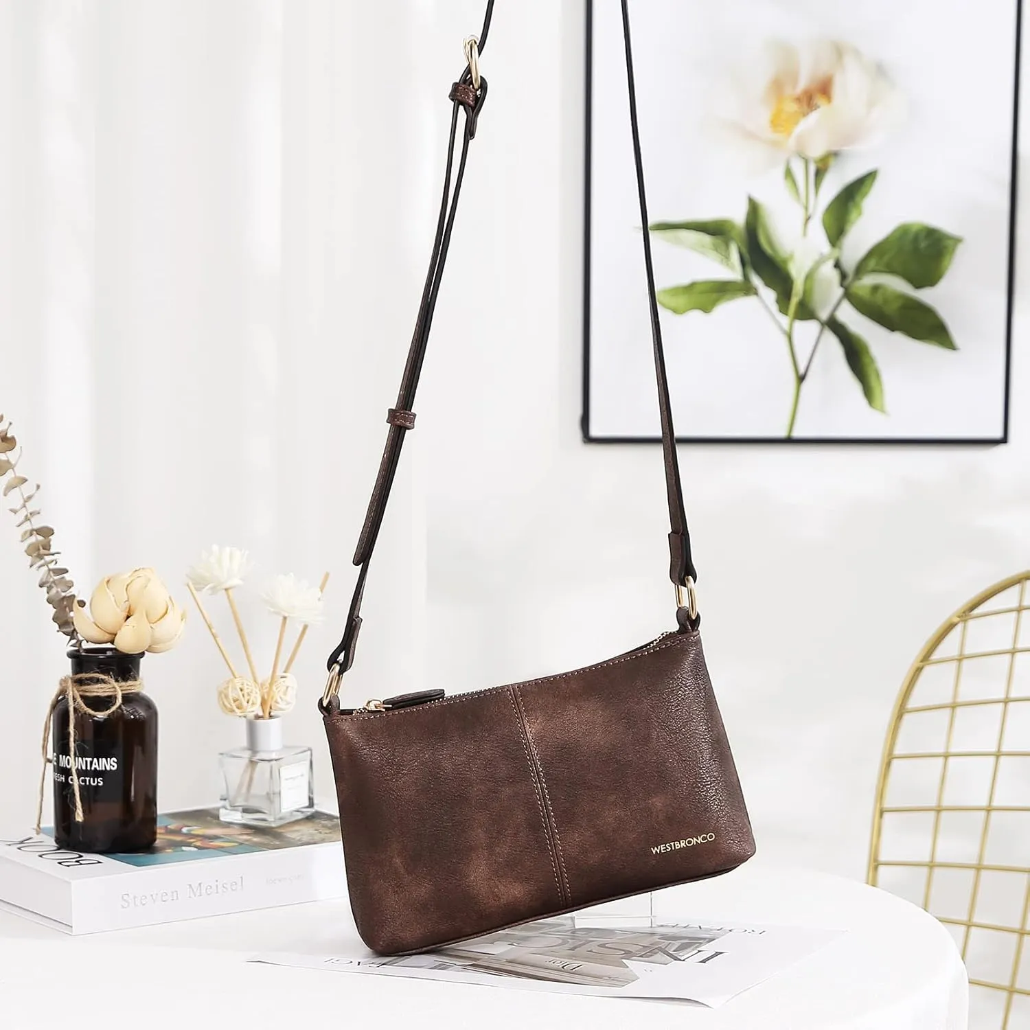 WESTBRONCO Crossbody Bag for Women Vegan Leather Wallet Purses Satchel Shoulder Bags Small Size