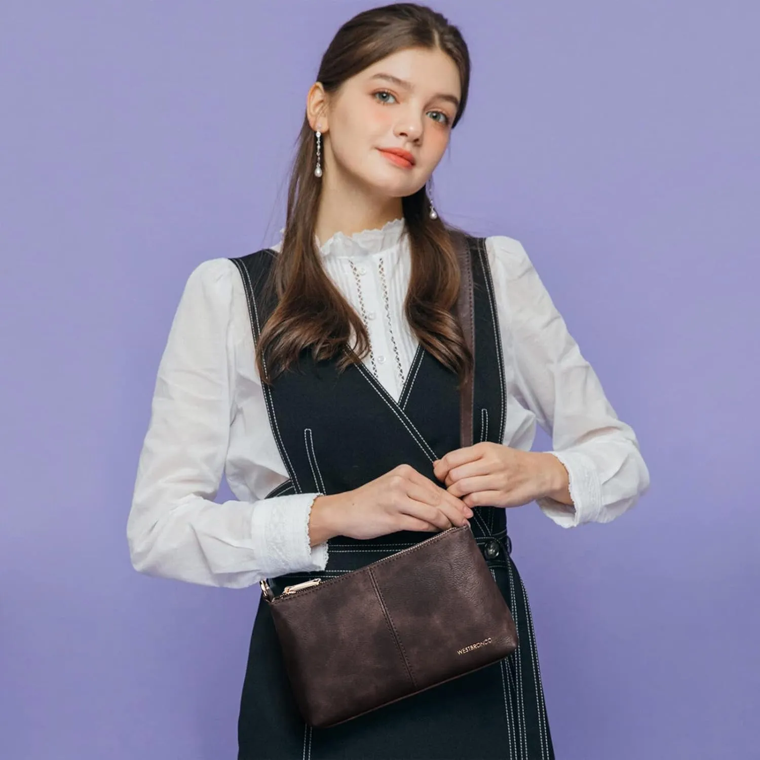 WESTBRONCO Crossbody Bag for Women Vegan Leather Wallet Purses Satchel Shoulder Bags Small Size