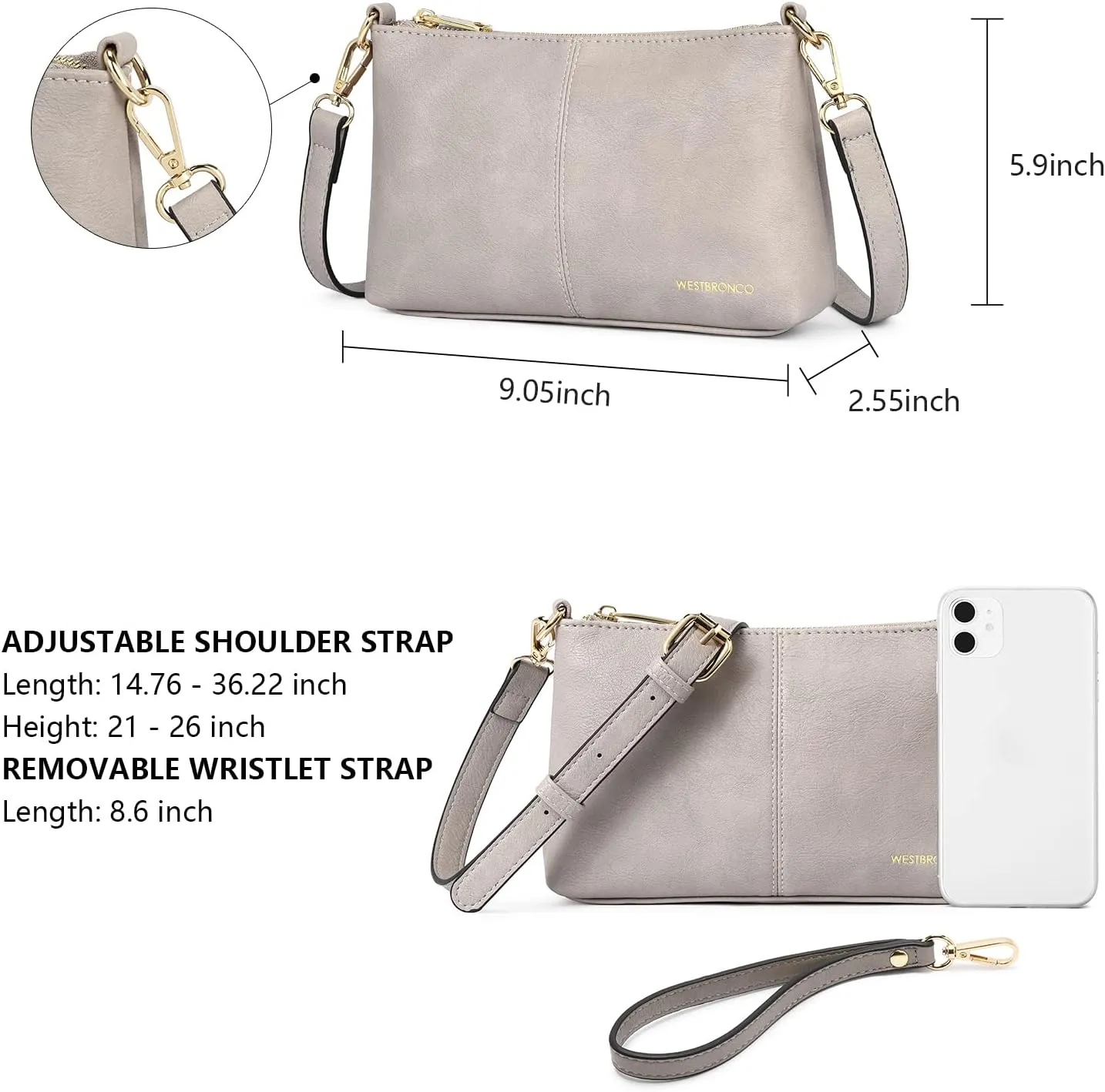 WESTBRONCO Crossbody Bag for Women Vegan Leather Wallet Purses Satchel Shoulder Bags Small Size
