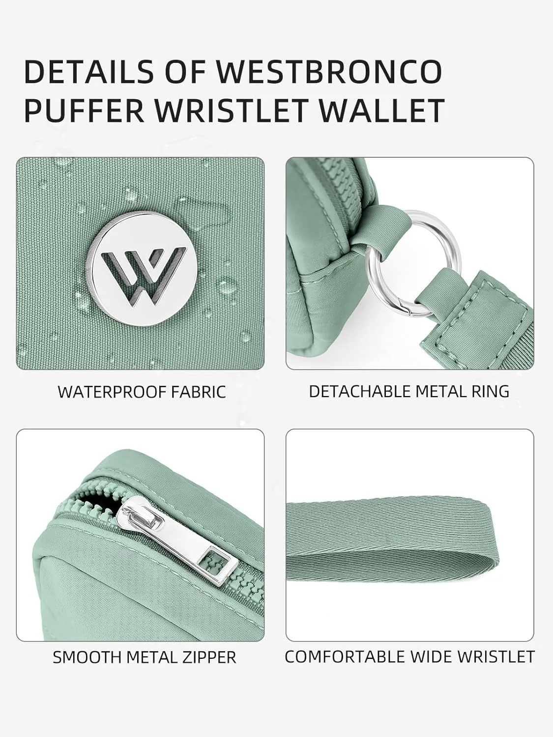 WESTBRONCO Puffer Wristlet Wallets for Women Nylon Wallet with Zipper Quilted Purse for Travel Credit Card Holder Phone