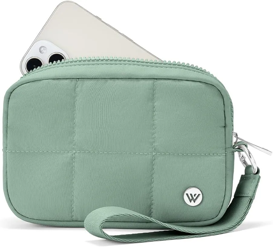 WESTBRONCO Puffer Wristlet Wallets for Women Nylon Wallet with Zipper Quilted Purse for Travel Credit Card Holder Phone